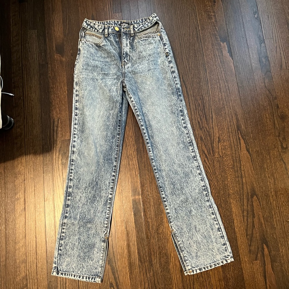 Boohoo cutout waist jeans - blue wash